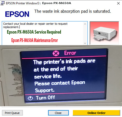 Reset Epson PX-M650A Step 1
